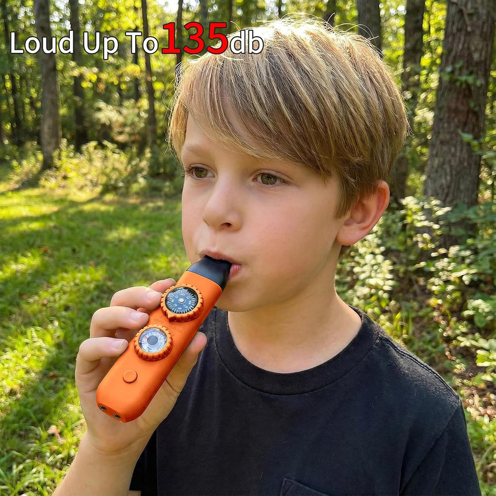 Multifunctional Survival Emergency Whistle for Kids with Compass Hiking Survival, Thermometer & Neck Lanyard | Emergency Safety Gear for Hiking, Camping, Kayaking, Boating, Climbing