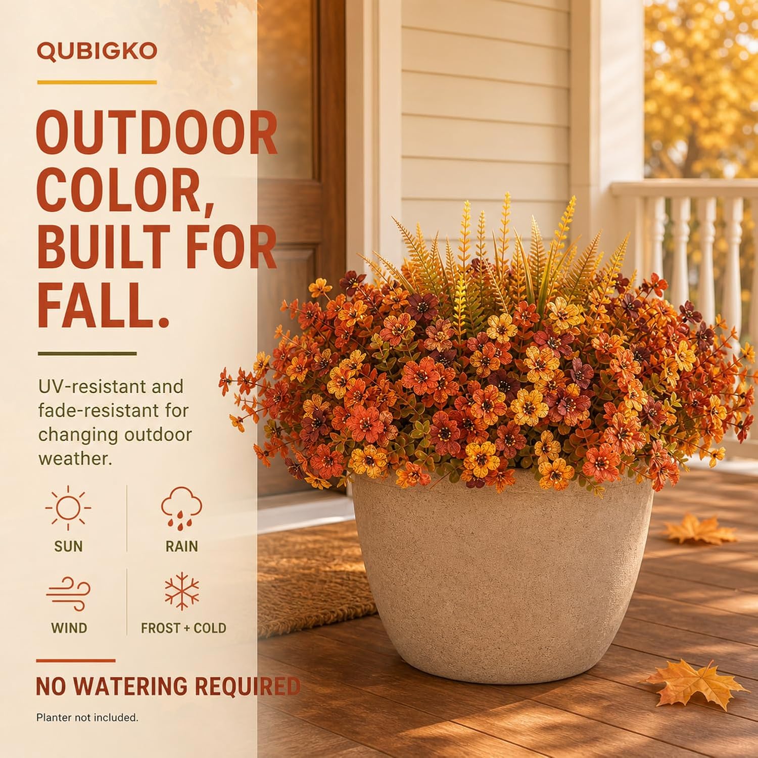20 Bundles Artificial Fall Flowers for Outdoors, Front Porch Planter Decor