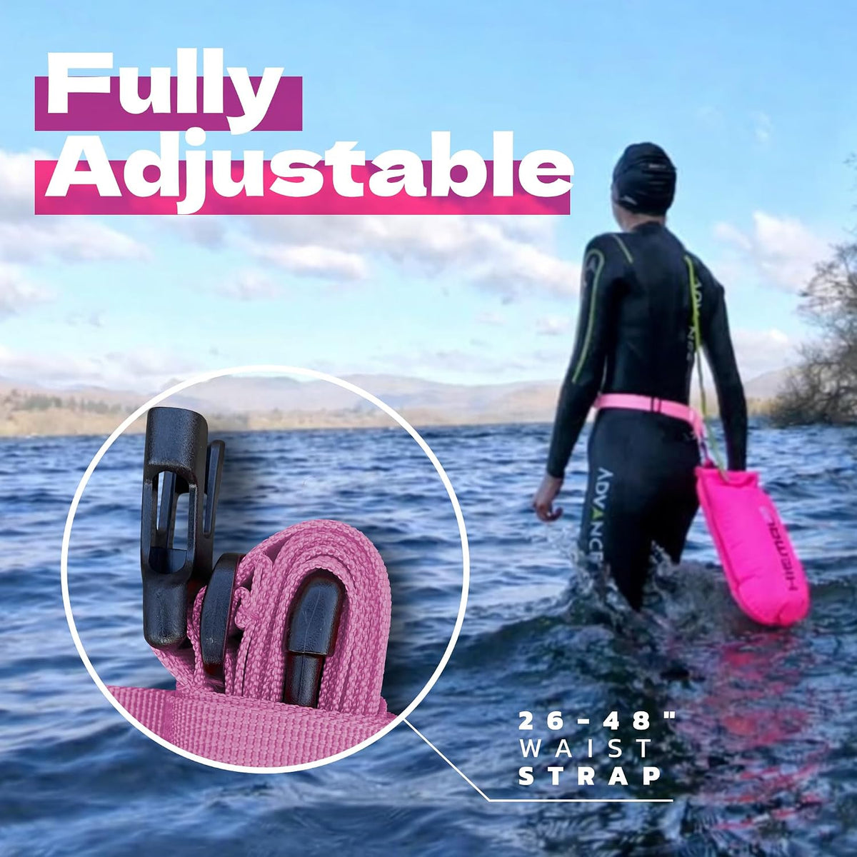 Swim Buoy for Open Water with Dry Bag 15L - Fully Waterproof Swim Bubble - Be Safe with Higher Visibility, Toughened Nylon and Rest Handle Swimming Buoy - Open Water Buoy for All Season Swimmers