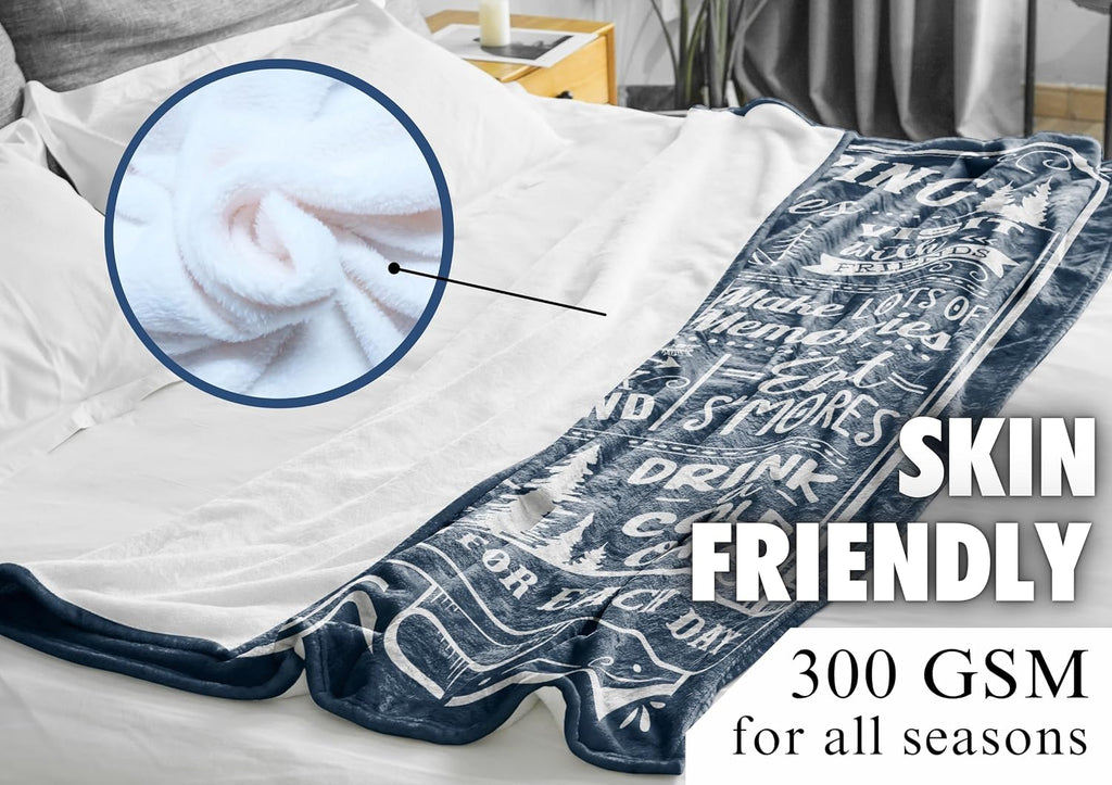 Camping Gifts for Men, Women, Flannel Throw Blanket - 50" x 65", Rules