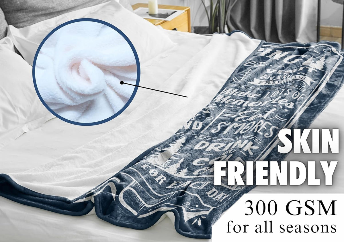 Camping Gifts for Men, Women, Flannel Throw Blanket - 50" x 65", Rules