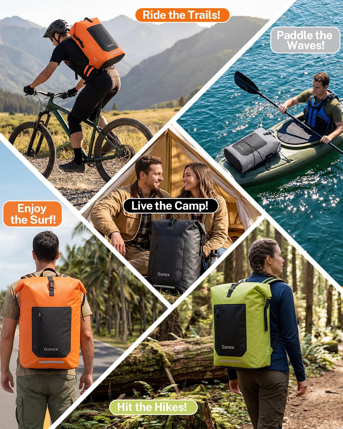 Gonex Waterproof Ultralight TPU Backpack 55L Roll Top Dry Bag, Kayaking