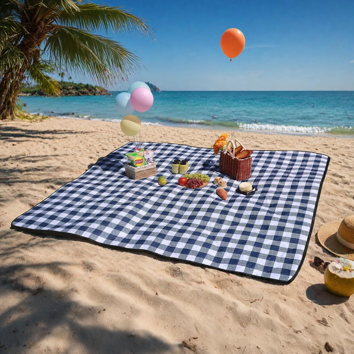 TigeJoy Extra Large Picnic Blanket Waterproof Beach Blanket 80''x118''