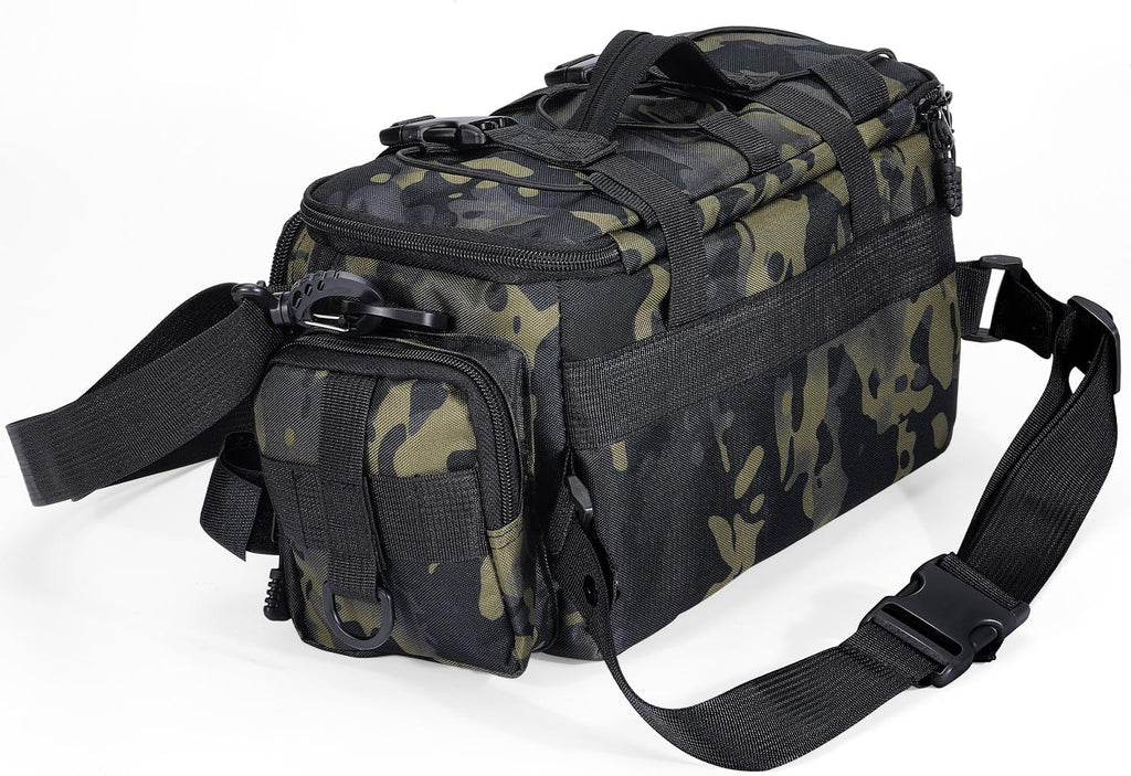 Sougayilang Fishing Tackle Bags with 3600 Tackle Tray - Fishing Tackle Storage Bags for Saltwater or Freshwater Fishing Gear - Padded Shoulder Strap - Tackle Box Bag Fishing Bag(Green)