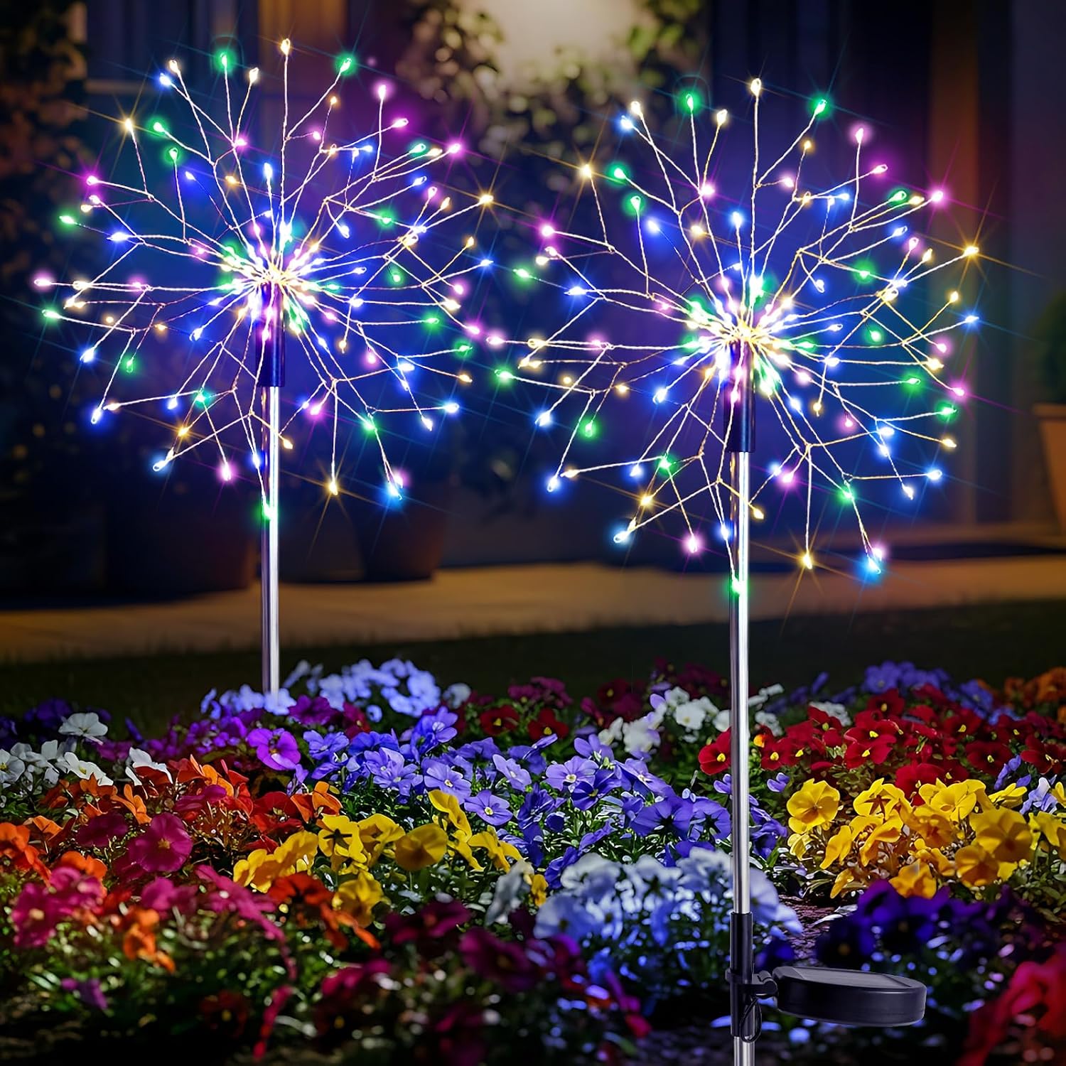suddus Solar Garden Lights Outdoor Waterproof Decorative, 2Pack 150LED Firework Lights, Solar Fairy Lights for Yard, Garden, Party, Patio, Pathway, Flowerbed - Blue