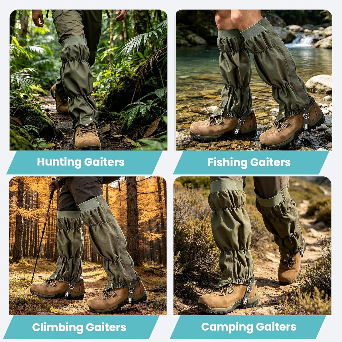 Snake Gaiters for Men & Women Snake Proof Leg Gaiters, Army Green