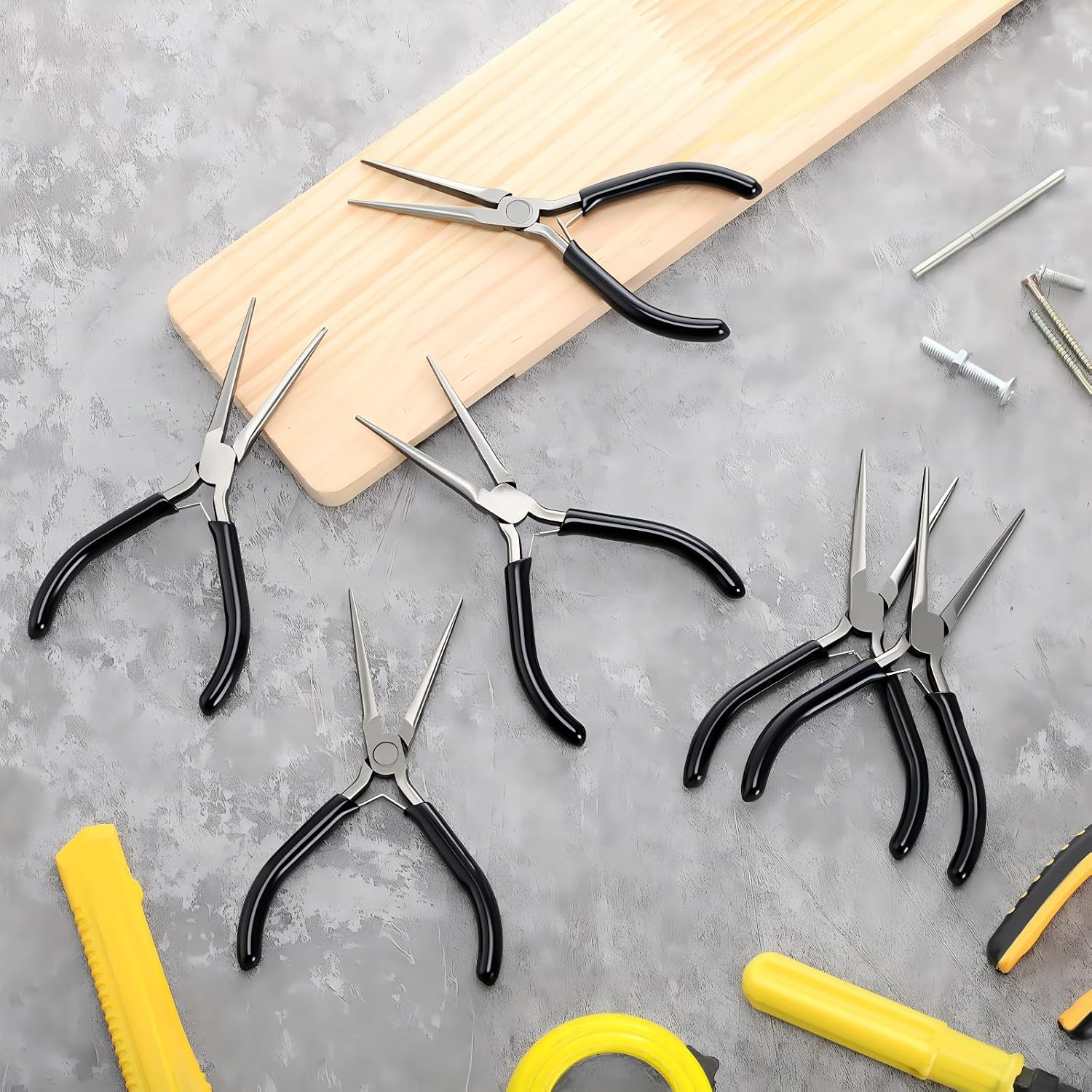 10 Pcs Mini Needle Nose Plier Bulk Jewelry 6 '', Black