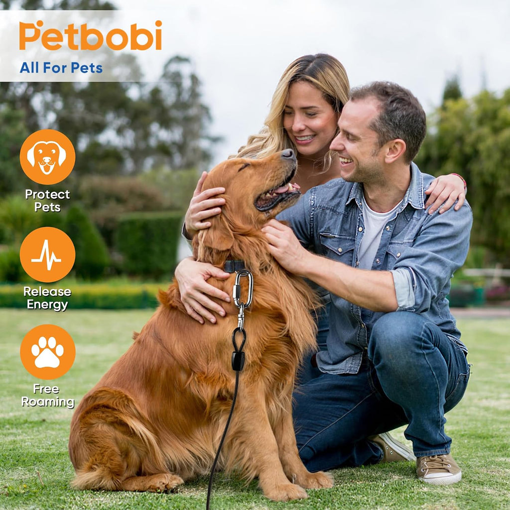 Petbobi Dog Tie Out Cable & Stake, Heavy Duty 20FT Lead for 300lbs Dog