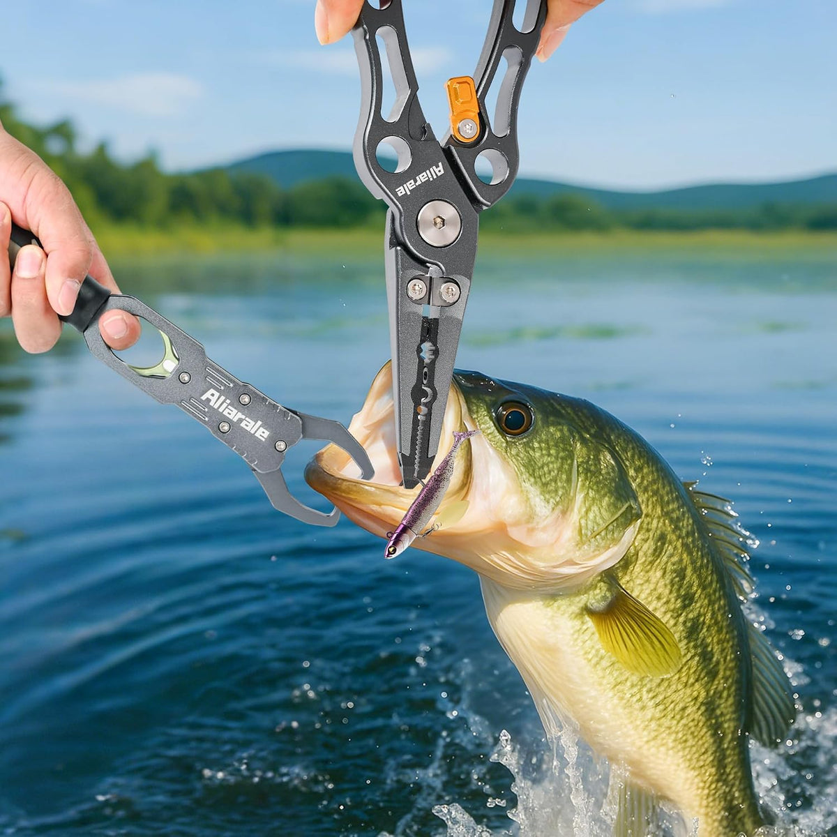 Fishing Pliers,Fish Lip Gripper & Scale Combo - Saltwater Resistant Fishing Tools Kit,Multitool Hook Remover and Split Ring Pliers with Sheath,Fishing Gear,Fishing Gifts for Men