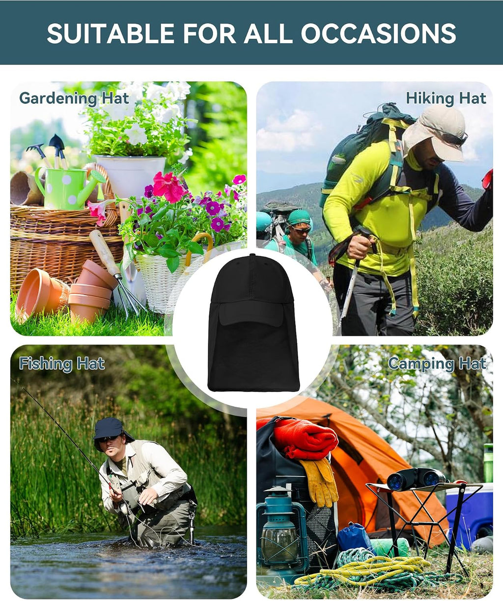 Zando UPF 50+ Sun Hats with Neck Flap for Men, Baseball Cap