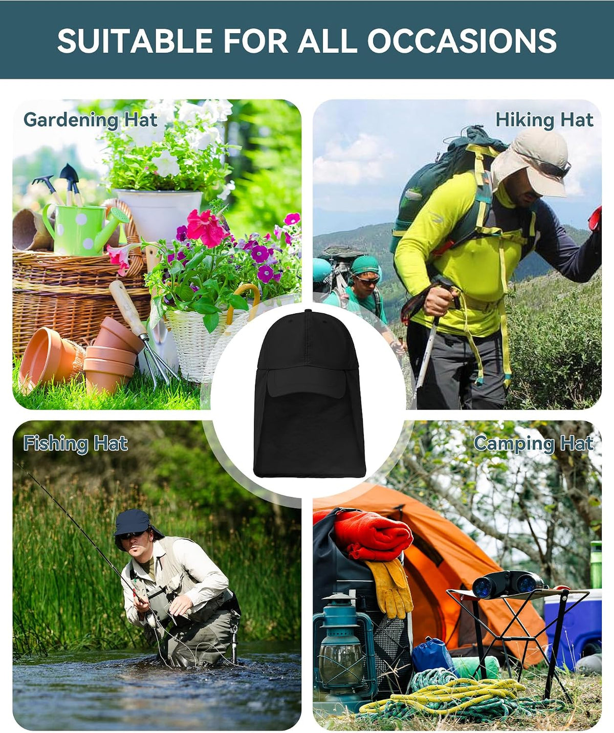 Zando UPF 50+ Sun Hats with Neck Flap for Men, Baseball Cap