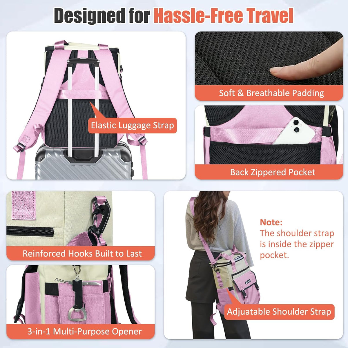 AYAMAYA Backpack Cooler for Women, Stylish 35 Cans Leakproof Camping Cooler
