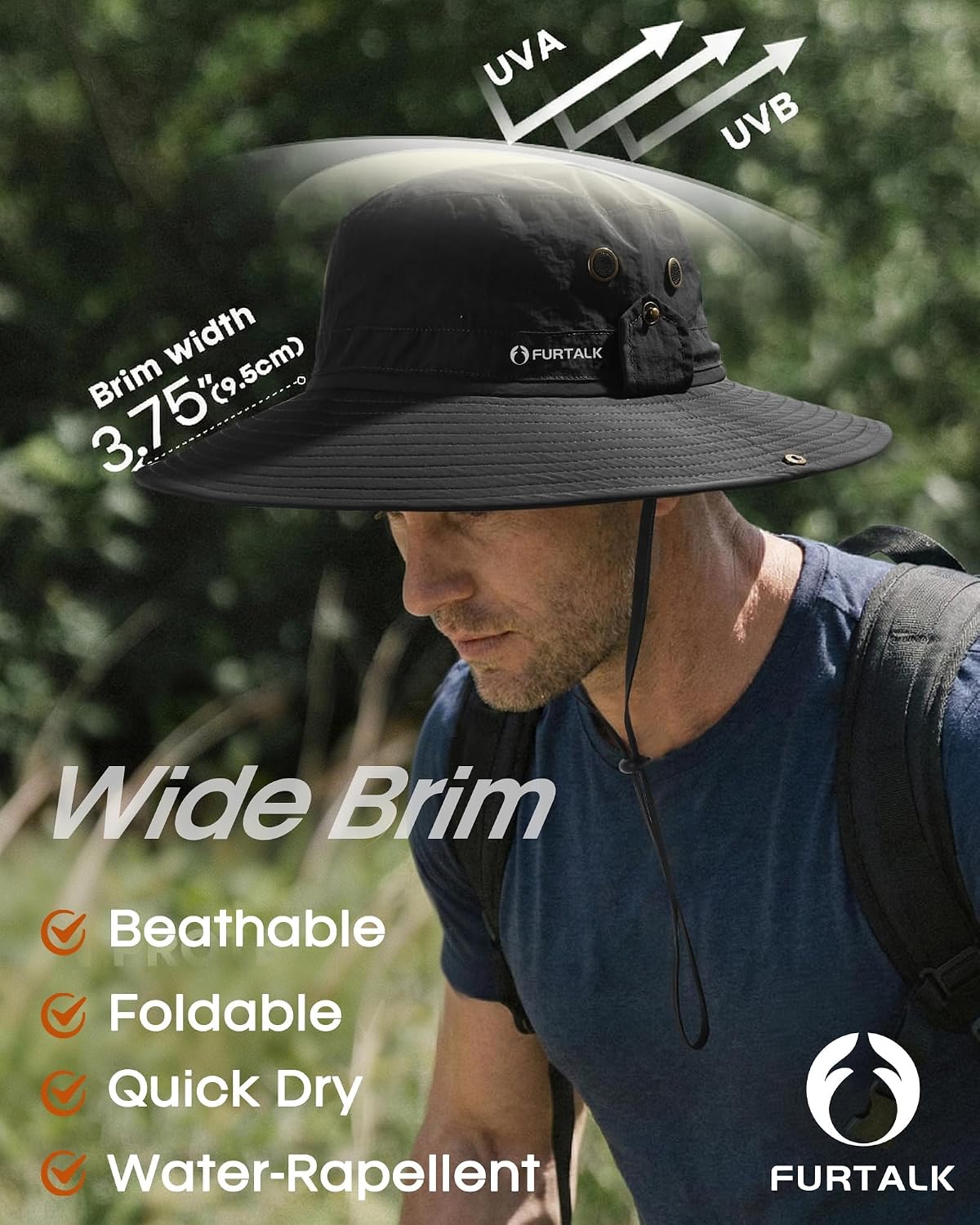 FURTALK Sun Hats for Men Fishing Hat UPF Protection Wide Brim Bucket Hat
