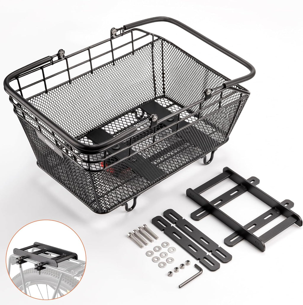 CXWXC Rear Bike Basket with Handle - Quick Release Bicycle Rear Basket