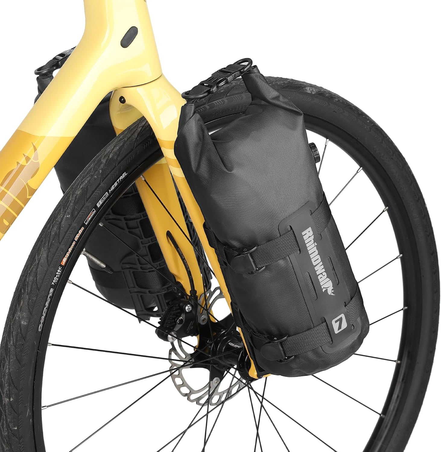 Rhinowalk Bike Front Fork Bag Waterproof Bike Pannier Bag Saddle Bag Fork Bag Rack Bicycle Bag 7L for Mountain Bike Road Bike Accessories-Black