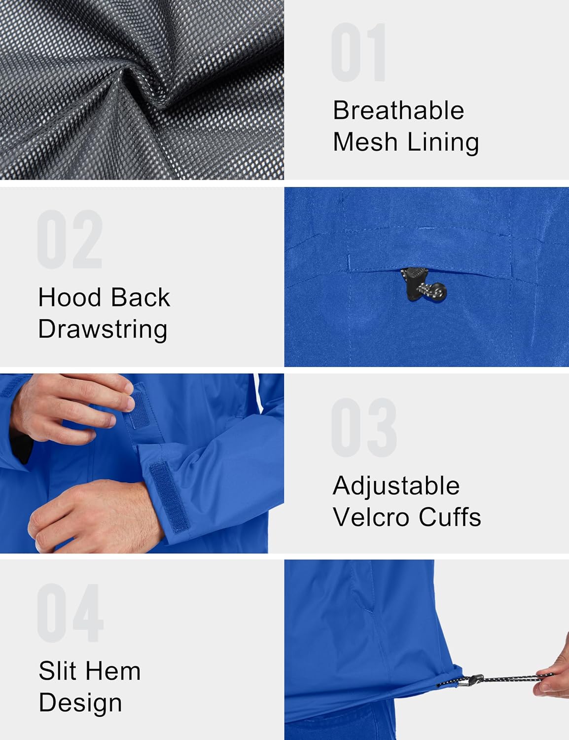 Little Donkey Andy Men's Waterproof Rain Jacket Outdoor Raincoat for Hiking
