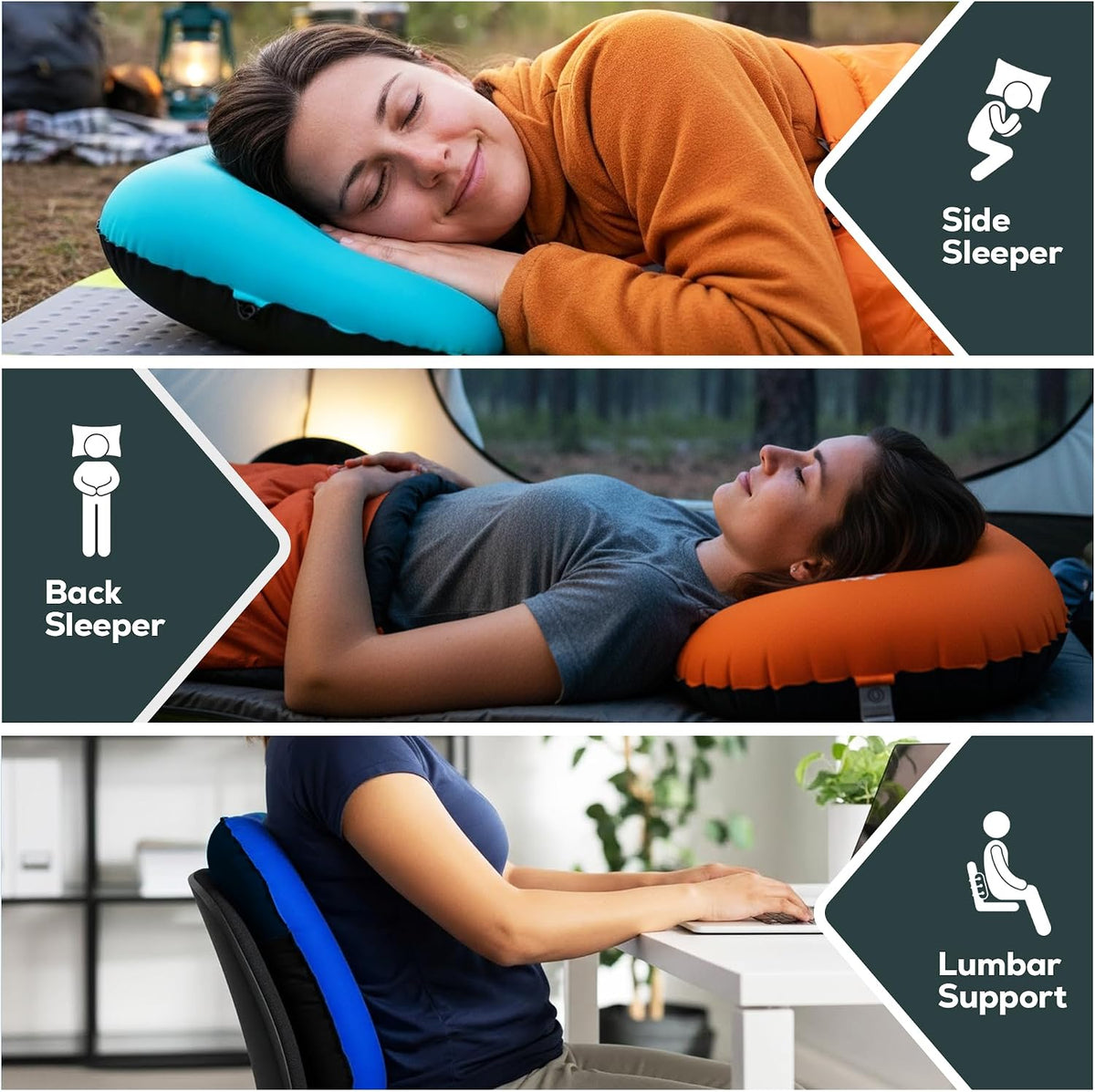 Gear Doctors 3.5oz Compact Ultralight Inflatable Camping Pillow —Inflatable Camp Pillow —Backpacking Pillows Ultralight—Camping Pillows for Sleeping, Hiking, Travel, Beach, Office, Neck, Lumper [Teal]