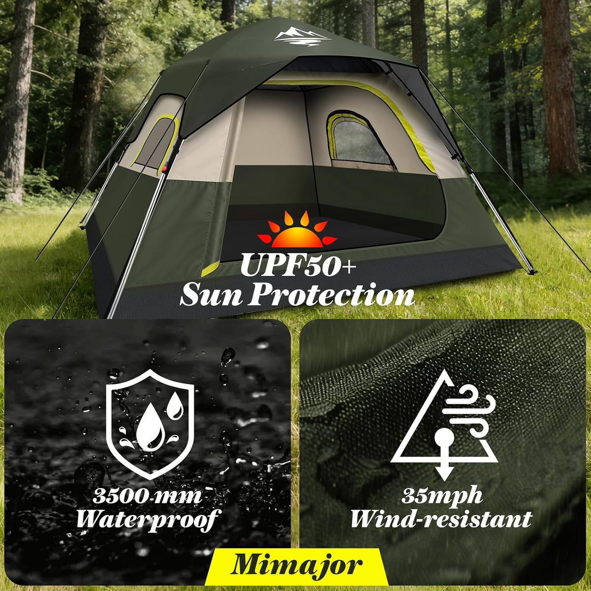 Camping Tent 2/3/4 Person Instant Pop Up Tents for Camping