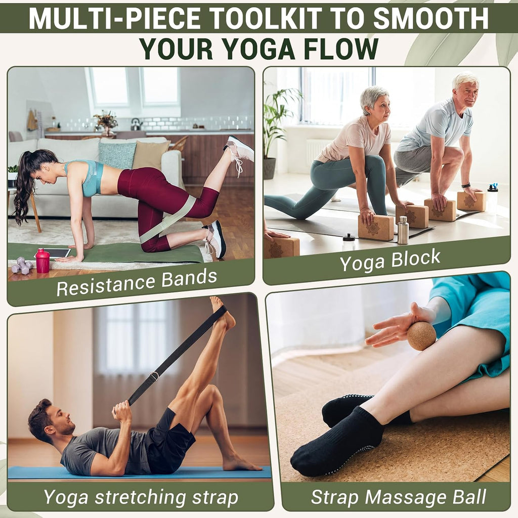 Outus 2 Pcs Yoga Accessories, Cork Yoga Blocks Set