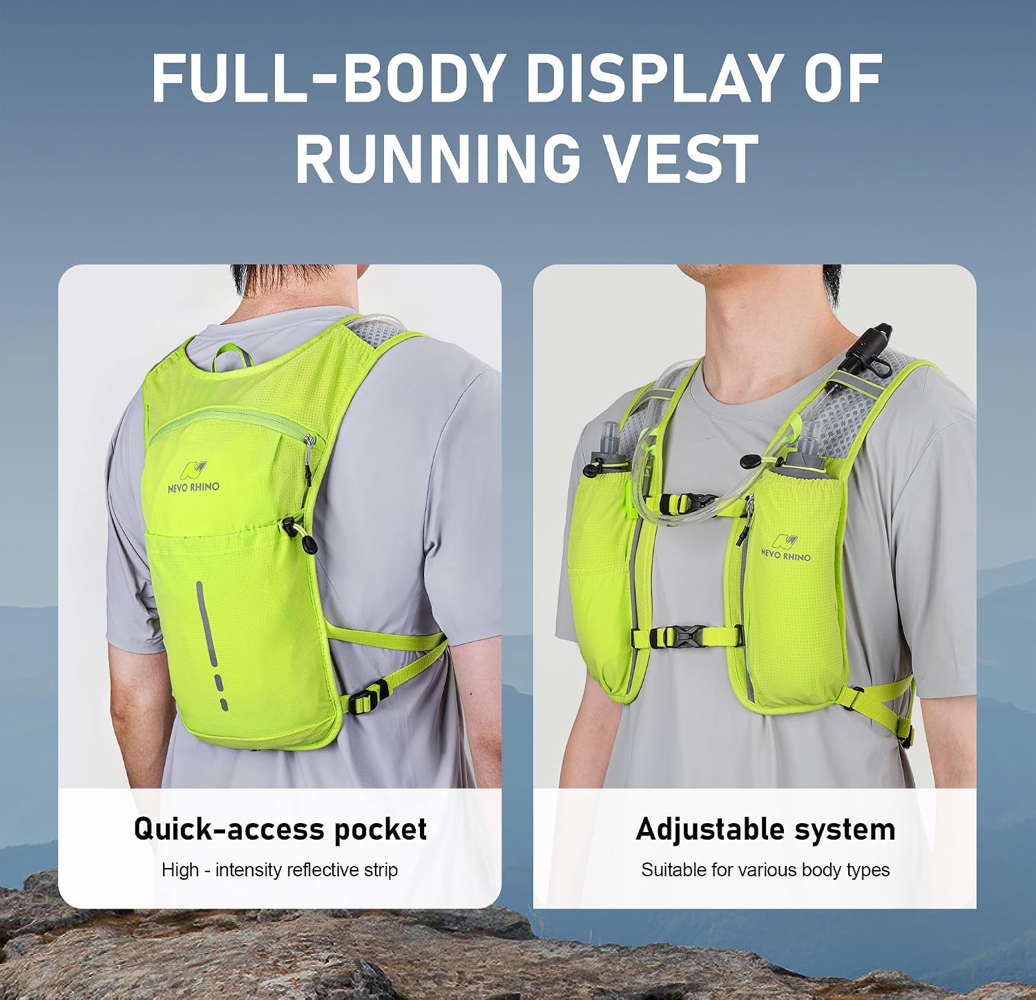 N NEVO RHINO Running Vest with 1.5L Water Bladder, Hydration Vest Pack
