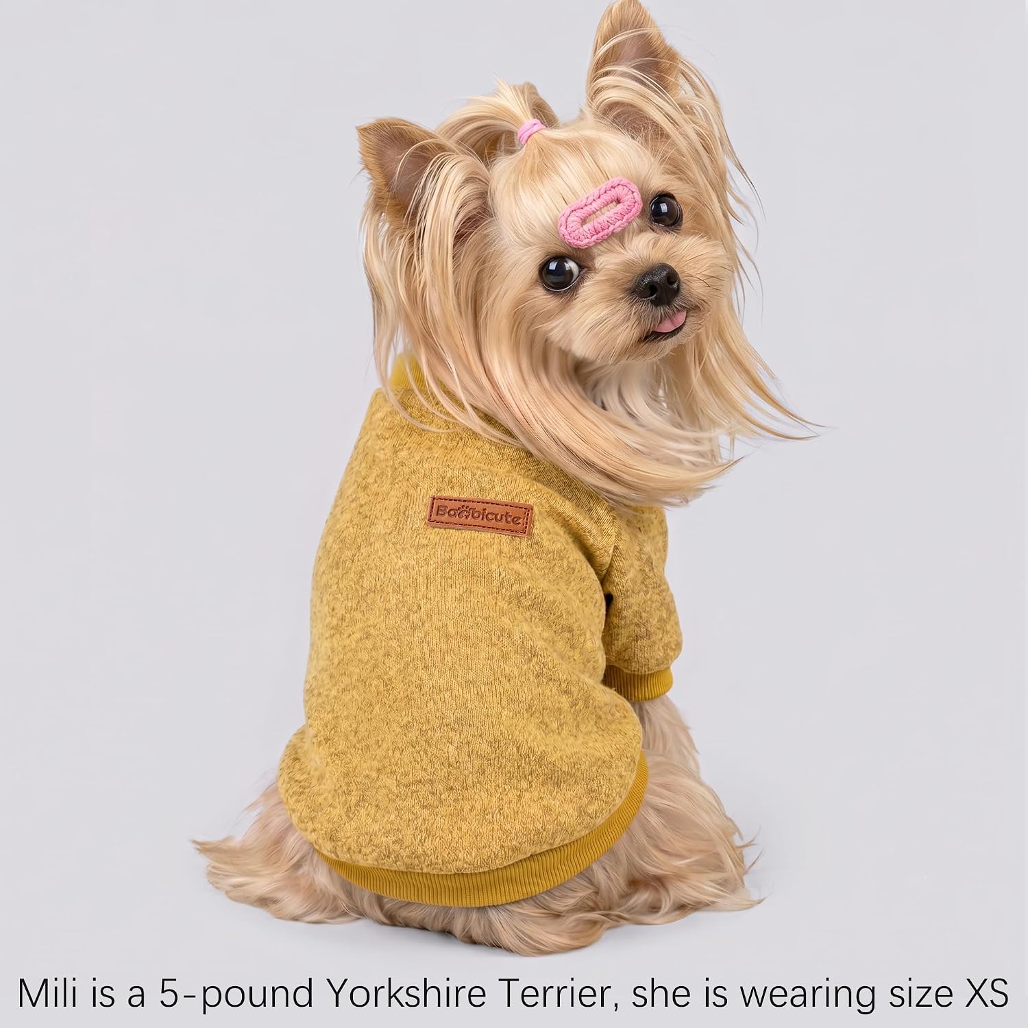 2 Pack Dog Sweaters for Small Dogs Girl Boy Winter Fleece Clothes Warm Soft Dog Sweatshirt Outfit for Dogs Cats Pet Apparel (Brown+Yellow, S (Back: 11.8",Chest: 15.7", 5.5-10Ibs))