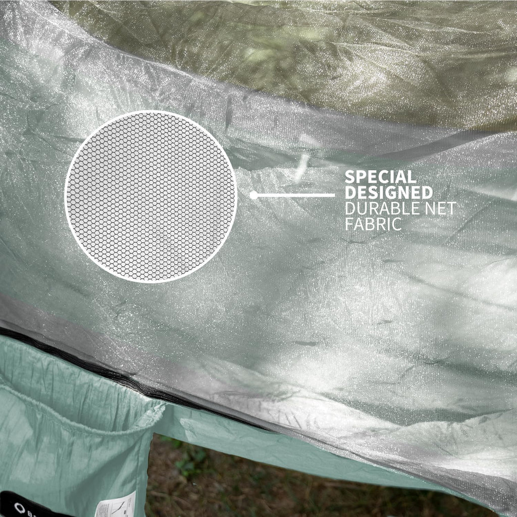 Hammock with Mosquito Net - Lightweight, Portable, 1 Person Hammock - for Camping, Hiking, Backpacking, Travel, a Festival, or The Beach (Cyan)
