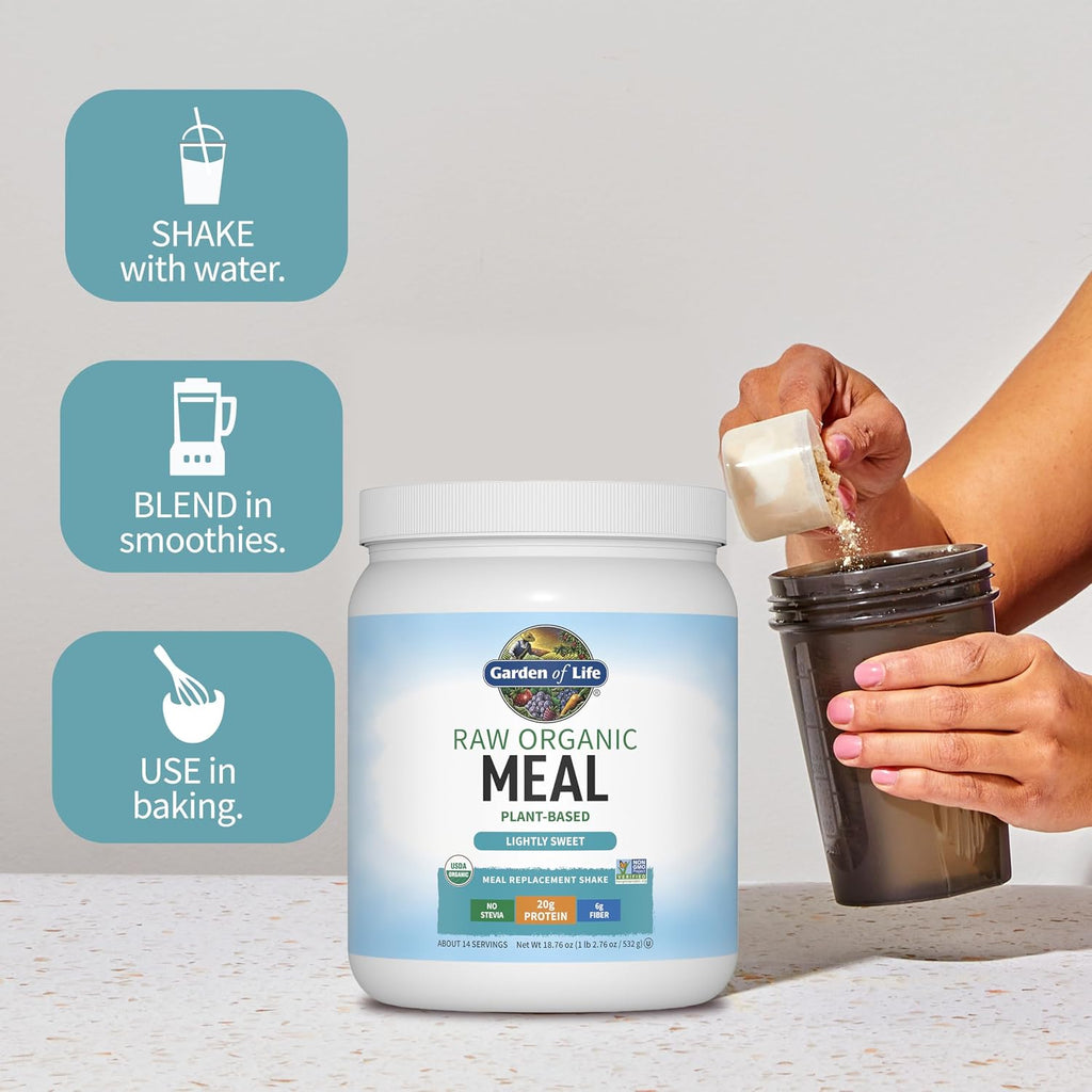 Garden of Life Raw Organic Meal Protein Powder, Lightly Sweet, 14 Servings