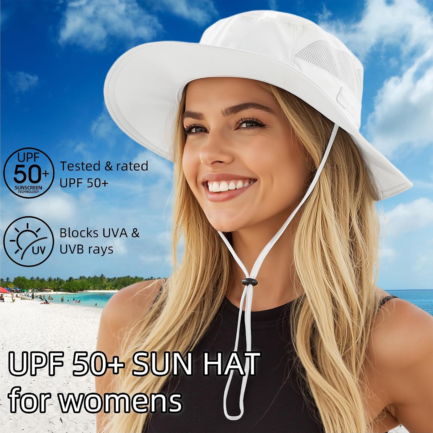 Connectyle Women's UPF 50+ Sun Hat UV Protection Wide Brim Bucket Hat Summer Beach Hats Fishing Hiking Outdoor Safari Hats