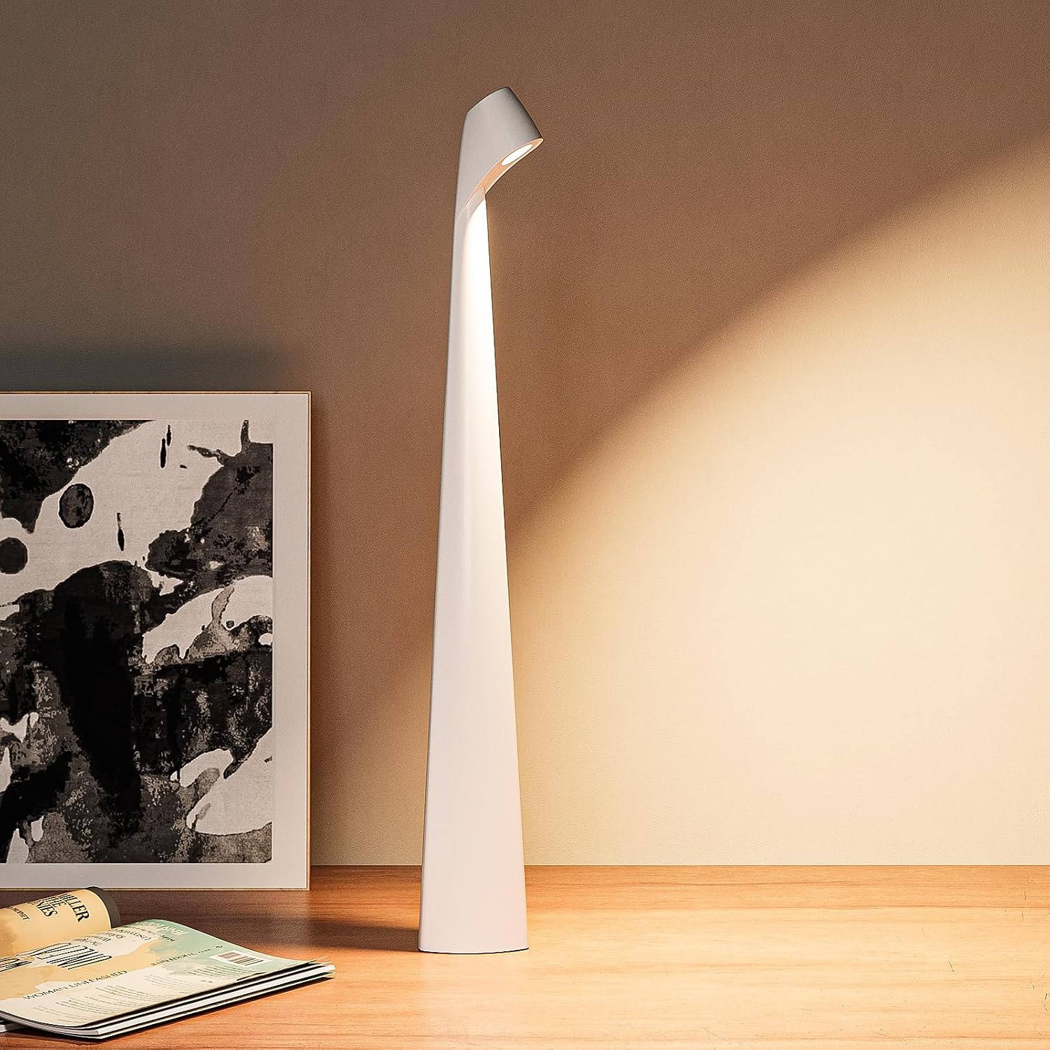 HAPYGI Cordless Rechargeable Reading Metal Table Lamp, 3-Level Brightness