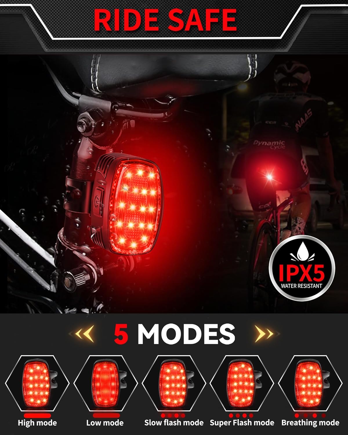DARKBEAM Bike Headlight Rechargeable USB-C, Bicycle Lights 4000LM