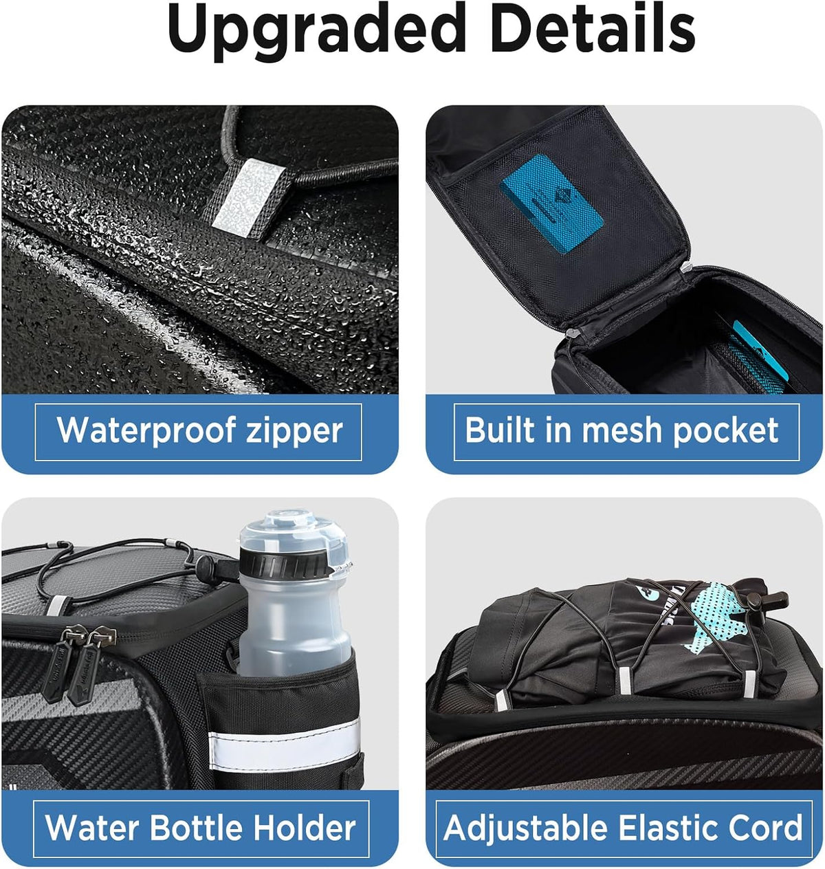 whale fall 10L Bike Rack Bag, Waterproof Hard Shell EVA Ebike Bag