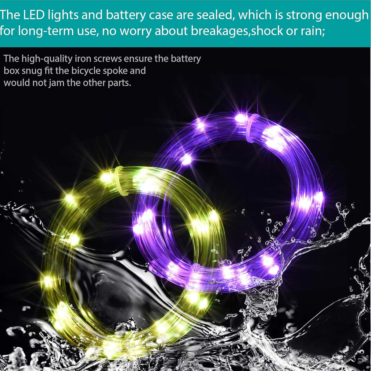 Waybelive LED Bike Wheel and Frame Lights, Waterproof