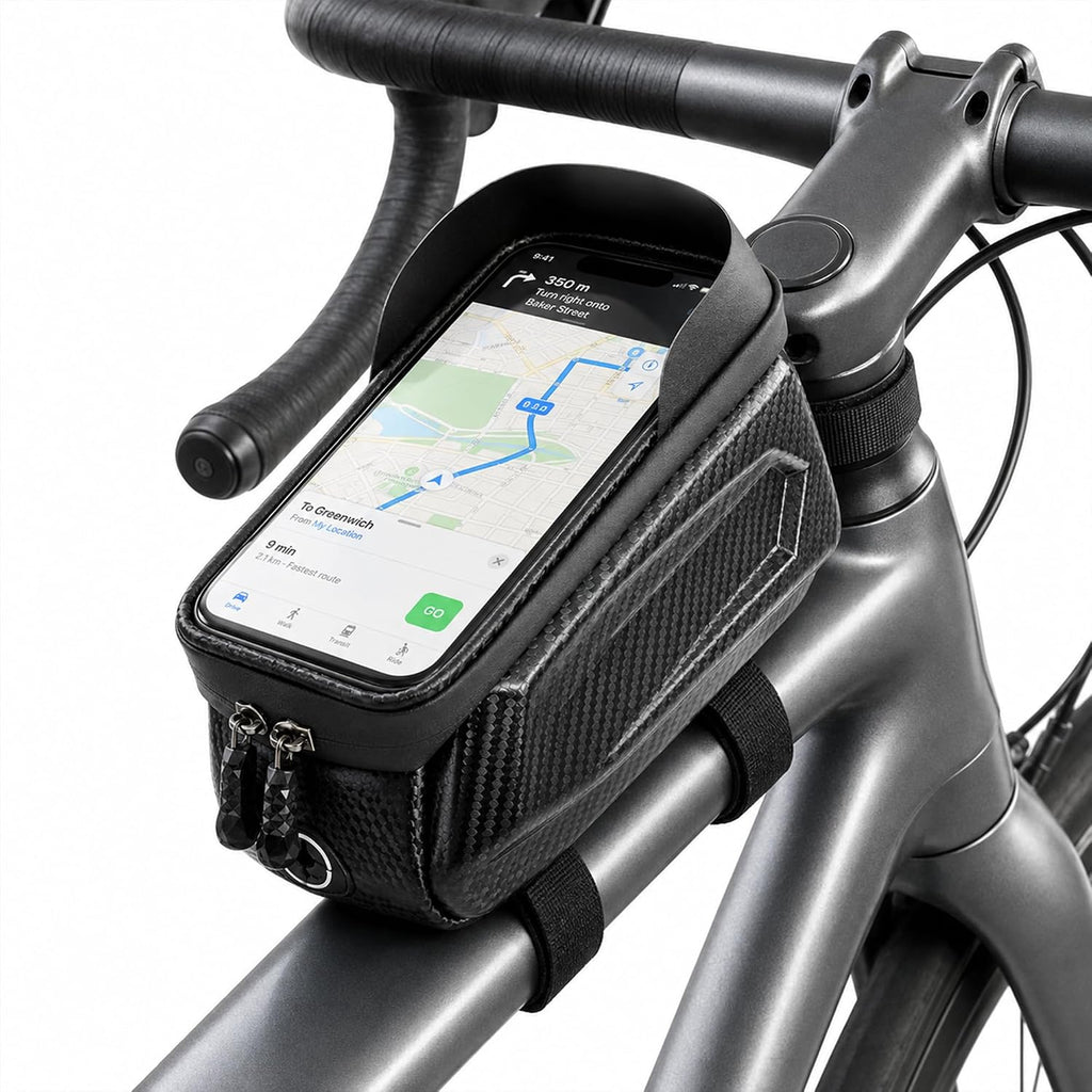 Susbie Bike Frame Bag,Waterproof EVA Hard Shell,Bike Phone Mount Holder Bag