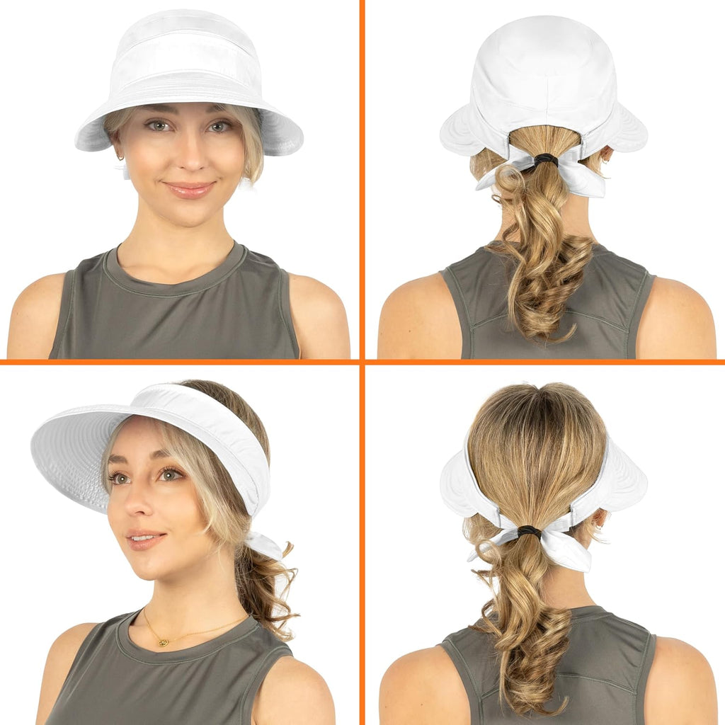 SUN CUBE Womens Sun Hat UV Protection Wide Brim Zip-Off Golf Visor