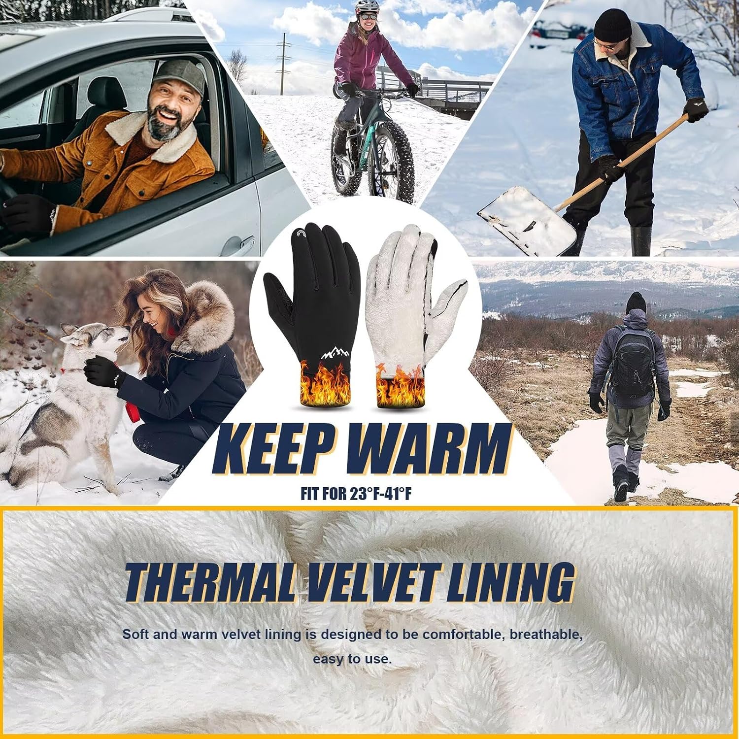 Pixel Panda Winter Gloves for Men Women Warm Touchscreen Gloves for Cold Weather for Cycling, Driving, Running, Hiking, Work