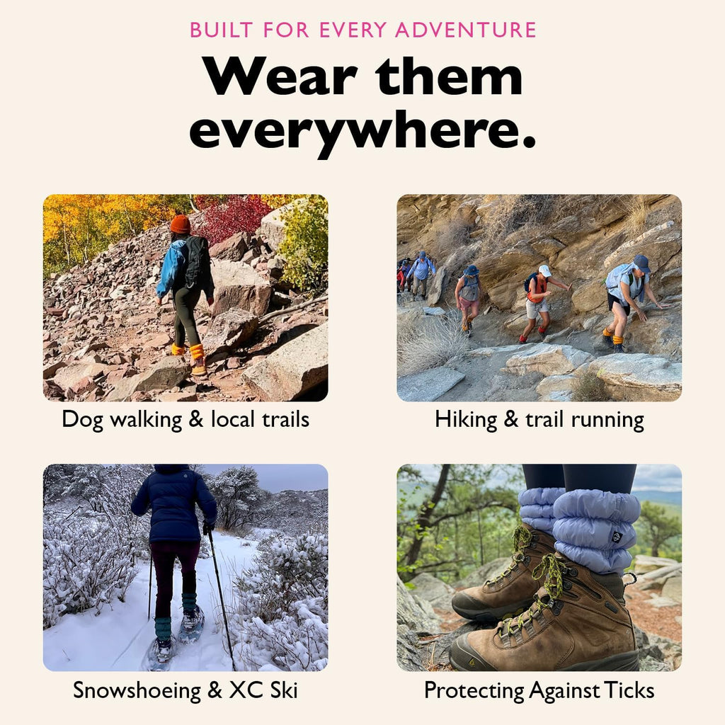 Hikas Gaiters - One Size Water Resistant Ankle Gaiters for Hiking, Snow, Mud, Sand & Tick Protection, Cozy Recycled Lightweight Outdoor Cuffs for Boots & Sneakers
