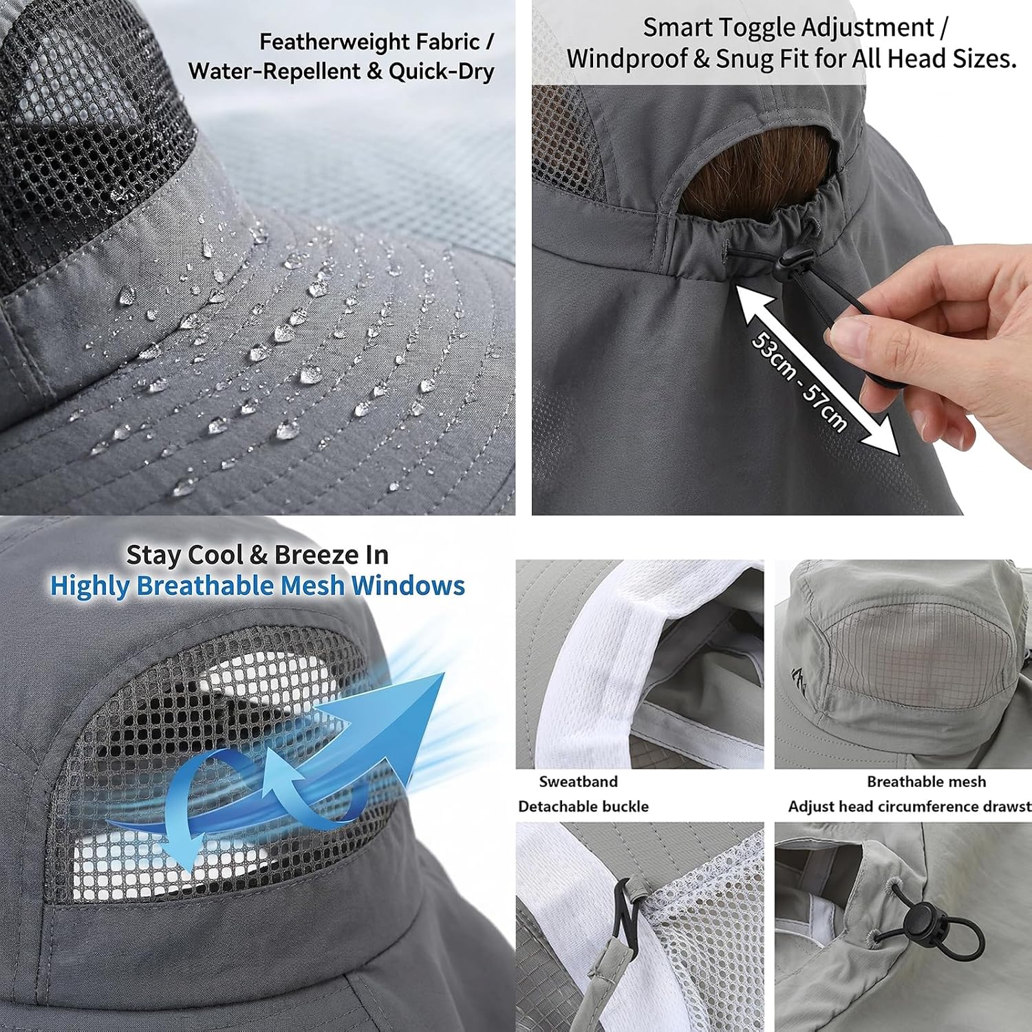 UV Sun Protection Hat Women Foldable Neck Flap Wide Brim Fishing Hat with Ponytail Hole for Women
