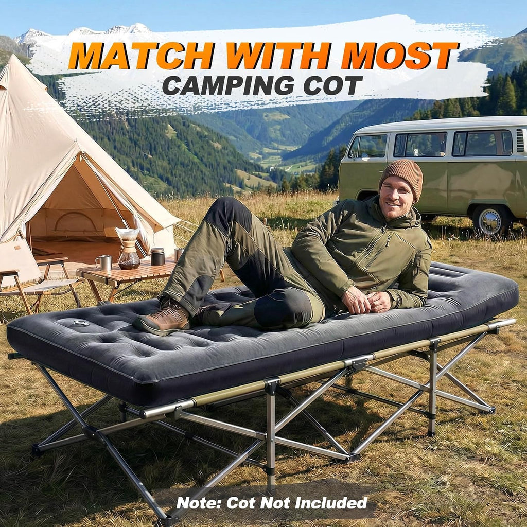 KASBAH Camping Sleeping Pad, 5.5 R-Value Thick 6 inch Camping Mat with Pillow Built-in Foot Pump Inflatable Sleeping Pads Compact for Camping Backpacking Hiking Traveling