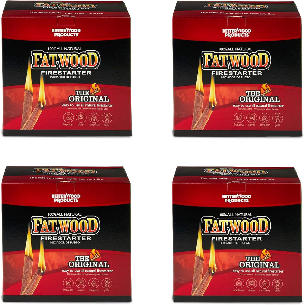 Better Wood Products Fatwood Fire Starter Sticks, 25 Lb per Box, 4-Pack