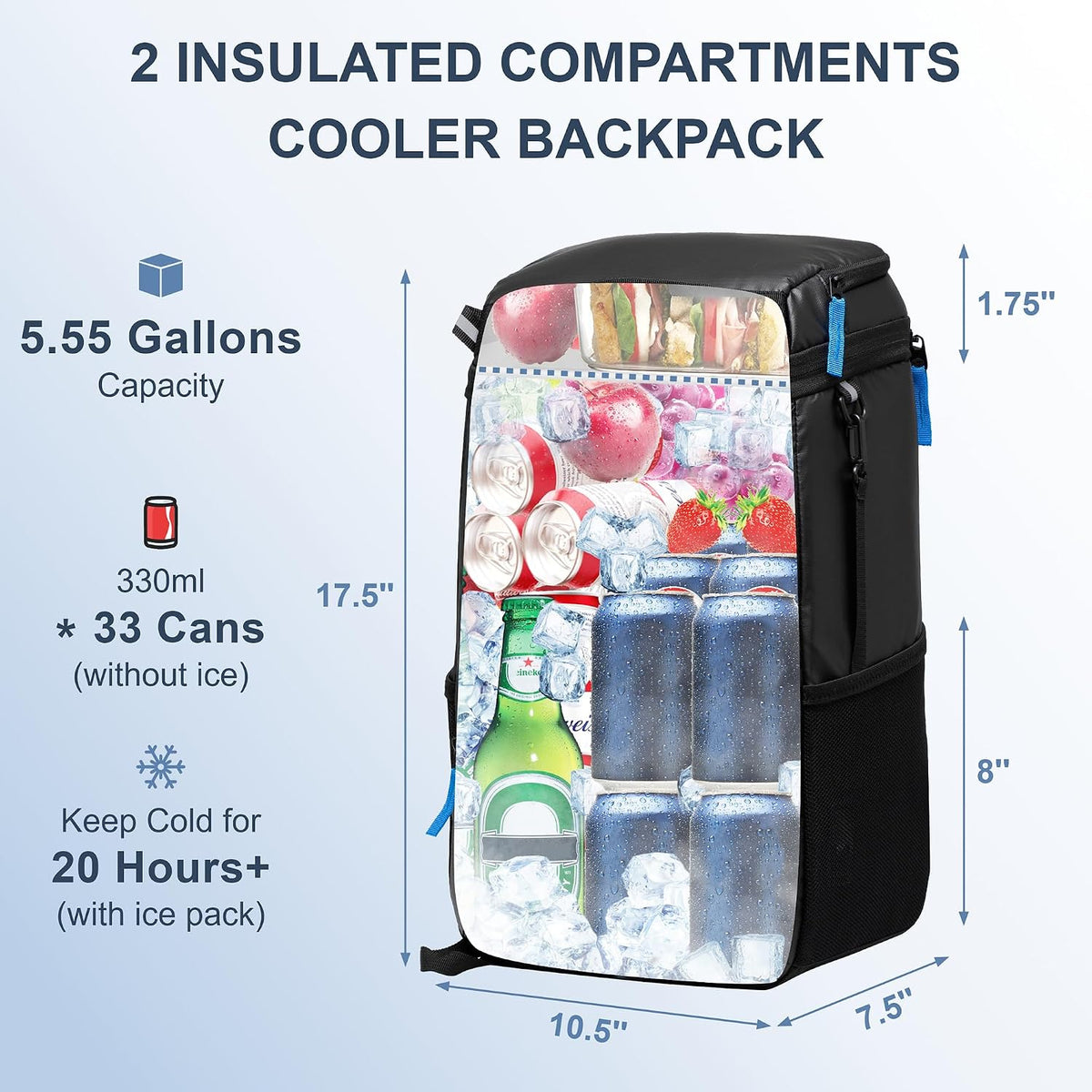 SPARTER Backpack Cooler Insulated 33/49 Can Leakproof Waterproof Bag Beach