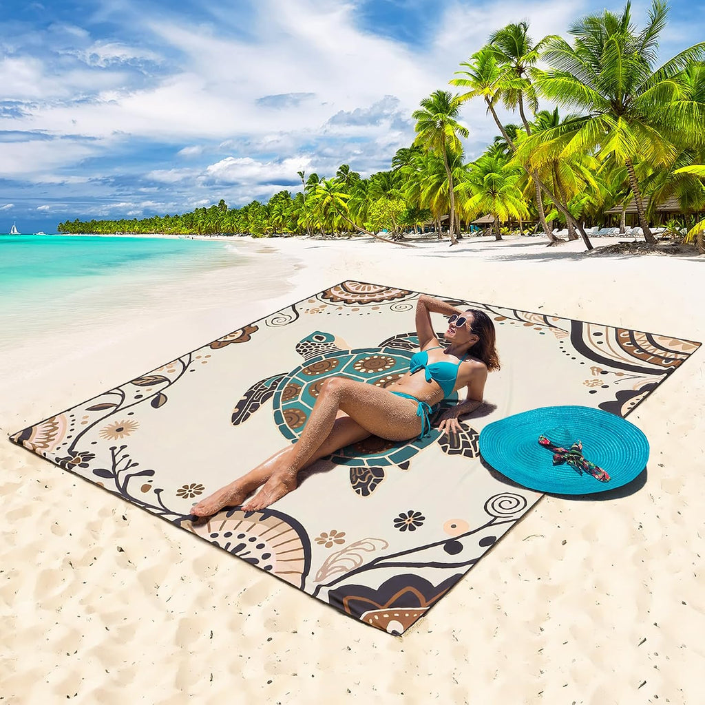 WIWIGO Beach Blanket Mat Waterproof Sandproof for 2-8 Adults Quick Drying