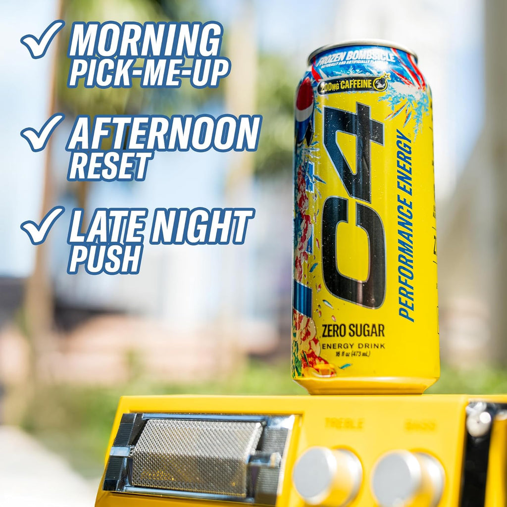 C4 Performance Energy Drink with Zero Sugar, 200mg Caffeine, 16 Fl Oz 12pk