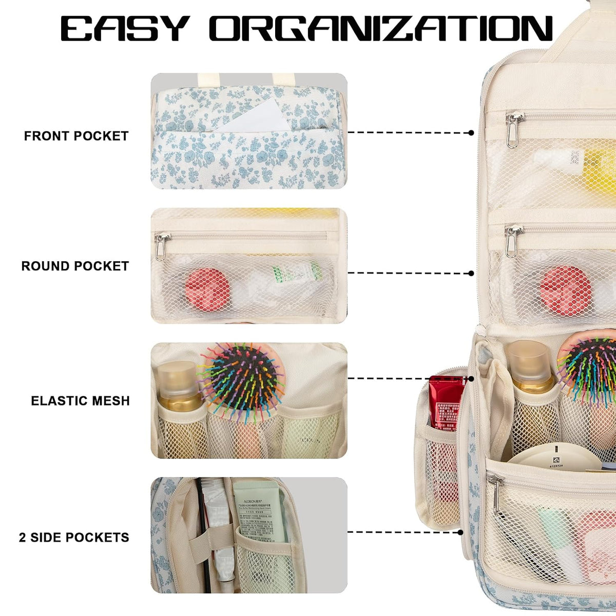 Goloni Hanging Toiletry Bag for Men Women, Water-Resistant Organizer