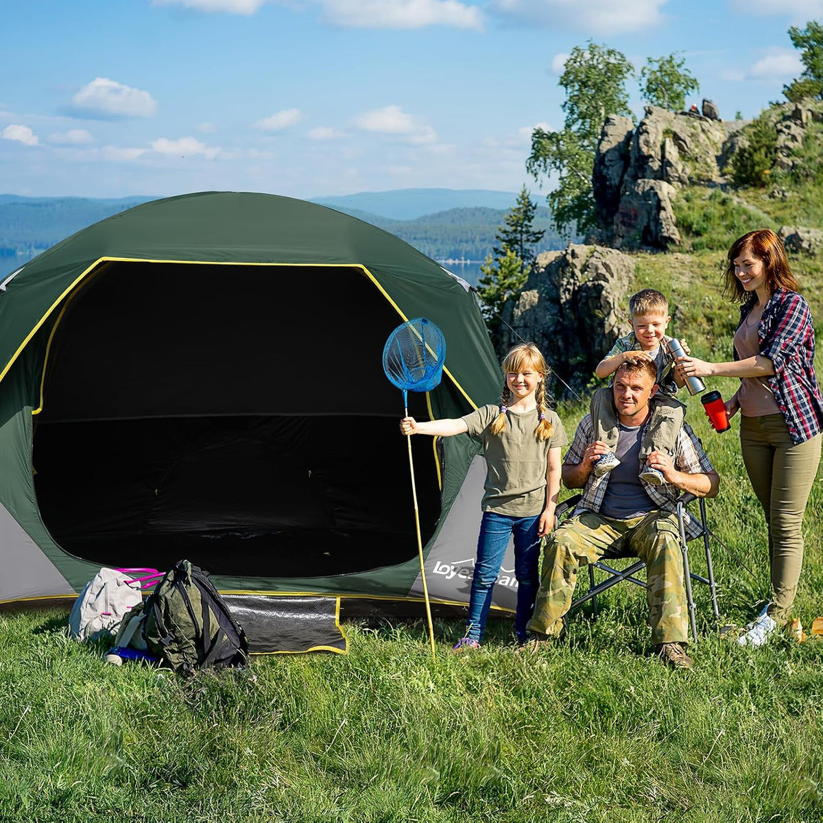 LOYEAHCAMP Tent 4/6 Person Blackout Camping Tent with Rainfly