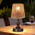 PARTPHONER Mini Cordless LED Table Lamp, 5200mAh Rechargeable Battery Operated Lamp, 3-Level Brightness, Touch Dimmable Desk Lamp, Bedside Night Light with Rattan Shade, Oil Rubbed Bronze