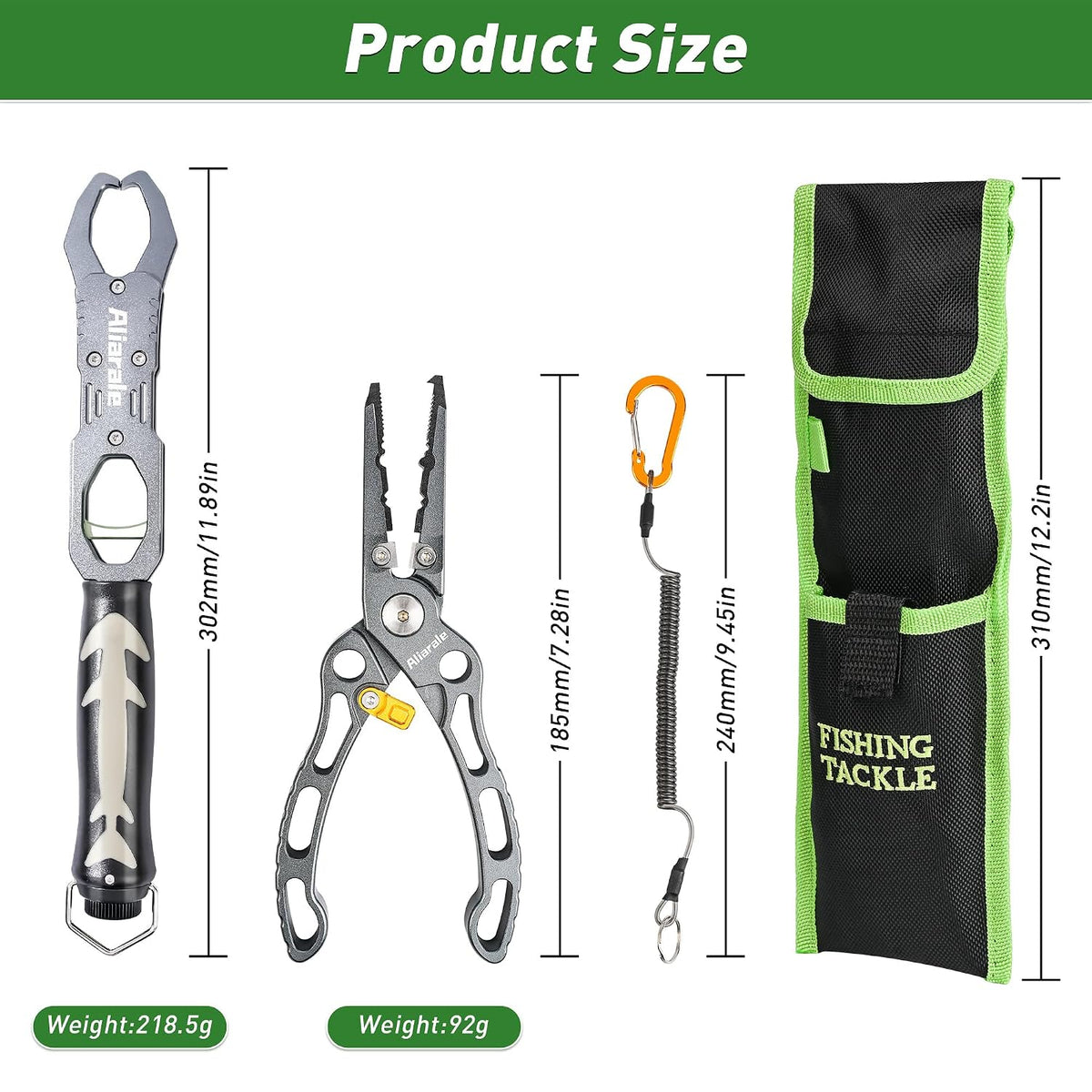 Fishing Pliers,Fish Lip Gripper & Scale Combo - Saltwater Resistant Fishing Tools Kit,Multitool Hook Remover and Split Ring Pliers with Sheath,Fishing Gear,Fishing Gifts for Men