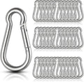 60Pcs Stainless Steel Carabiner Clip Spring Snap Hook 1/4 in, M6 2 3/8 Inch Small Heavy Duty Carabiner Clips for Hammock, Punching Bag, Swing, Gym, Galvanized