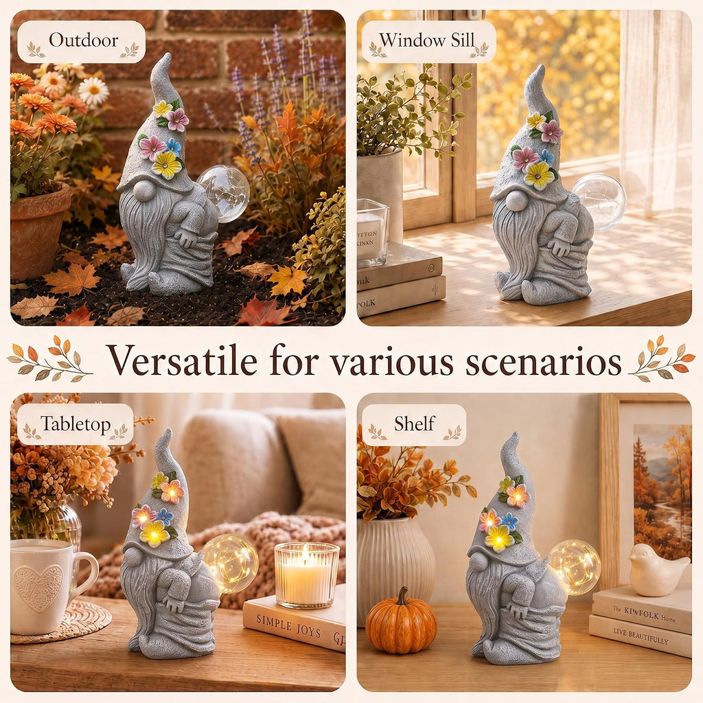 Solar Funny Garden Gnome Statue: Outdoor Lights Decorations