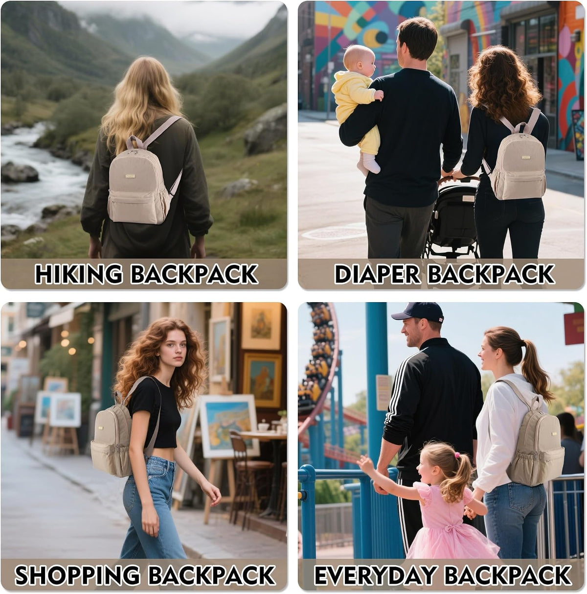 AOTIAN Lightweight Nylon Daypack, Small Hiking Backpack for Women
