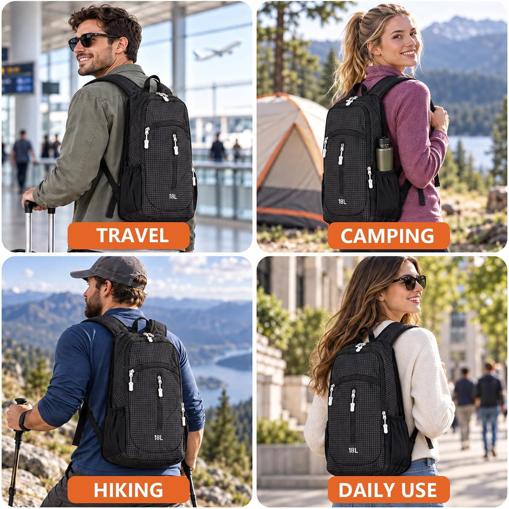 18L Packable Hiking Backpack Waterproof Lightweight Daypack for Women Men